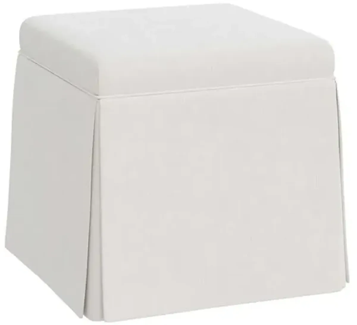 Anne Velvet Skirted Storage Ottoman - White