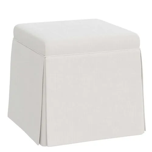 Anne Velvet Skirted Storage Ottoman - White