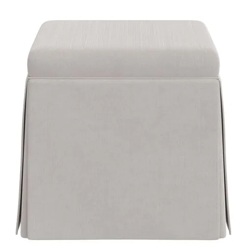 Anne Velvet Skirted Storage Ottoman - Gray