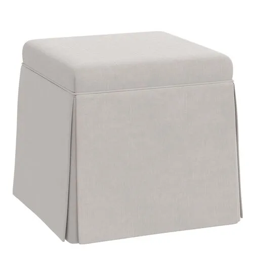 Anne Velvet Skirted Storage Ottoman - Gray