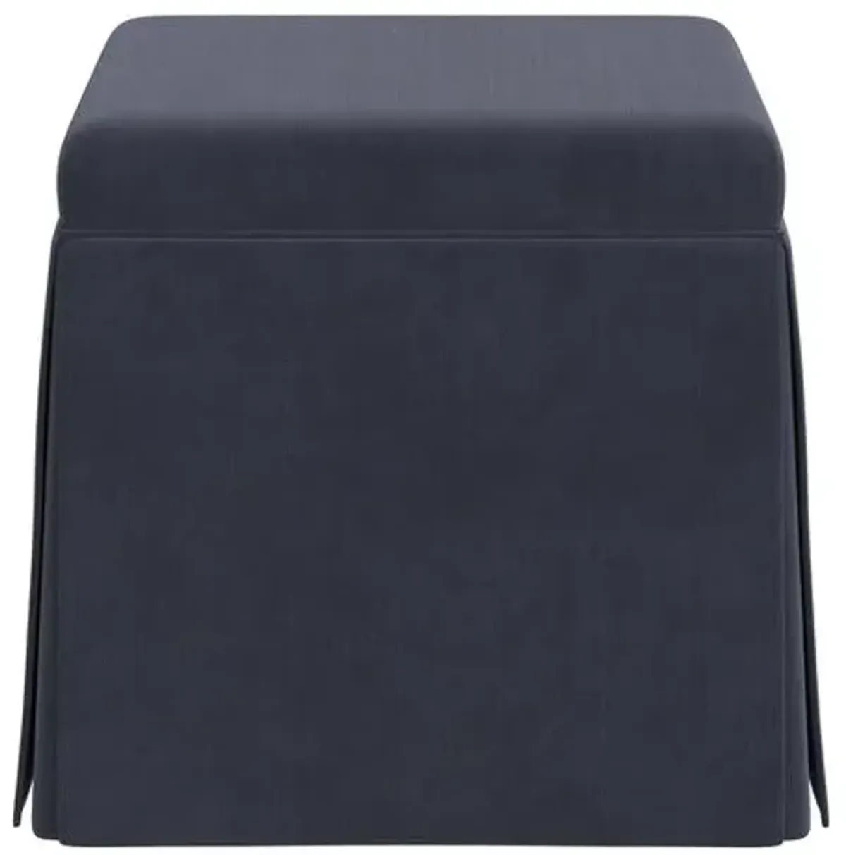 Anne Velvet Skirted Storage Ottoman - Blue