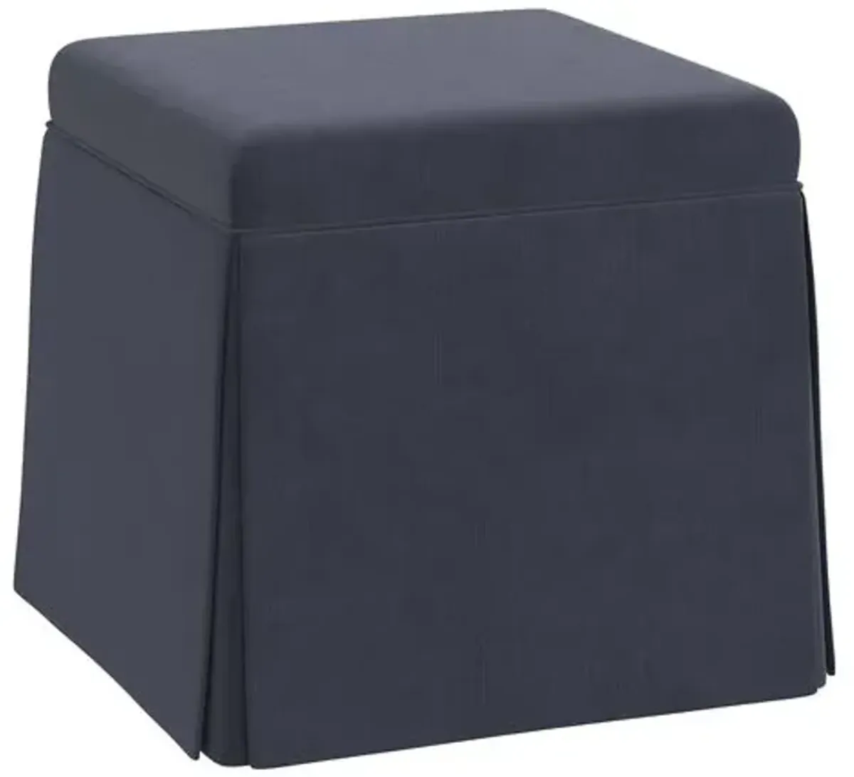 Anne Velvet Skirted Storage Ottoman - Blue