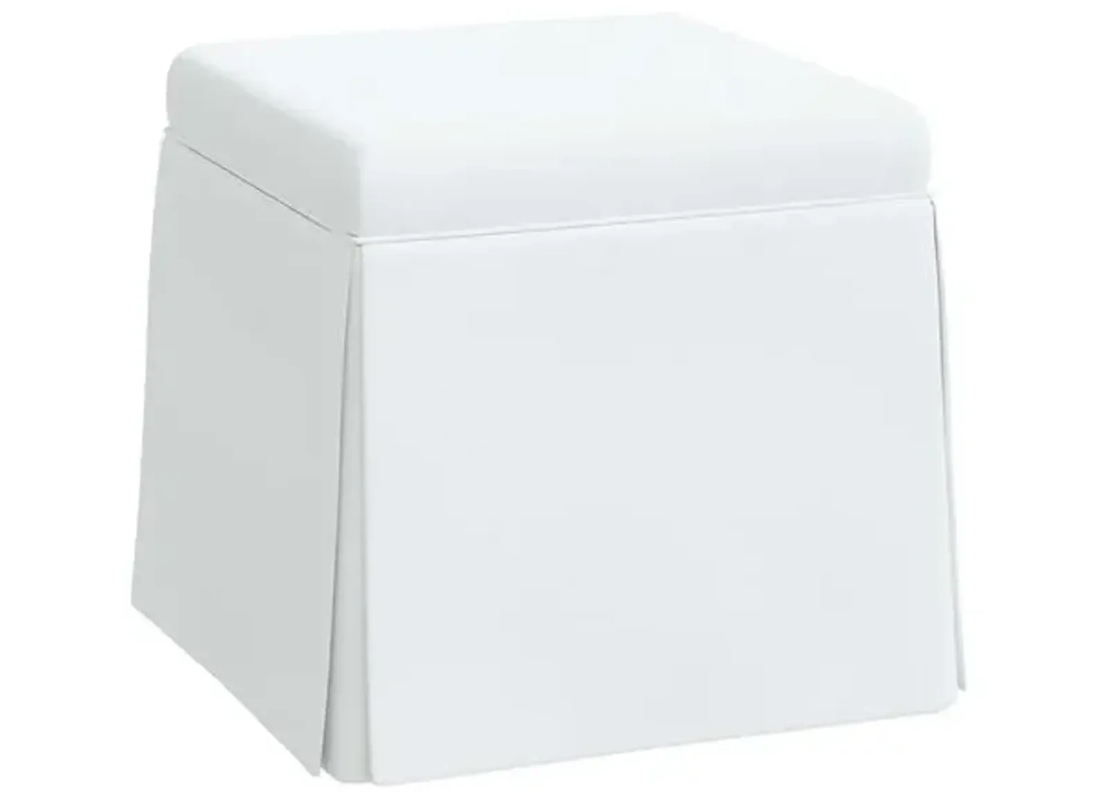 Anne Linen Skirted Storage Ottoman - White