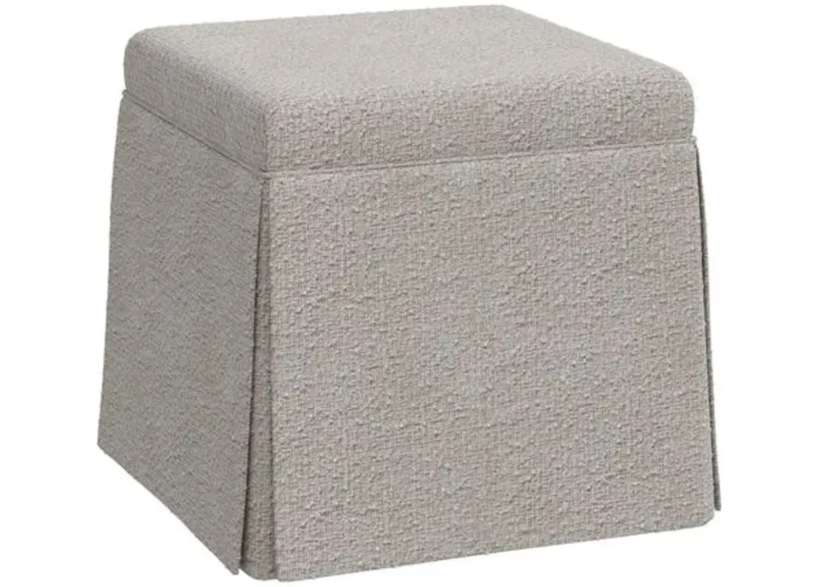 Anne Bouclé Skirted Storage Ottoman - Gray