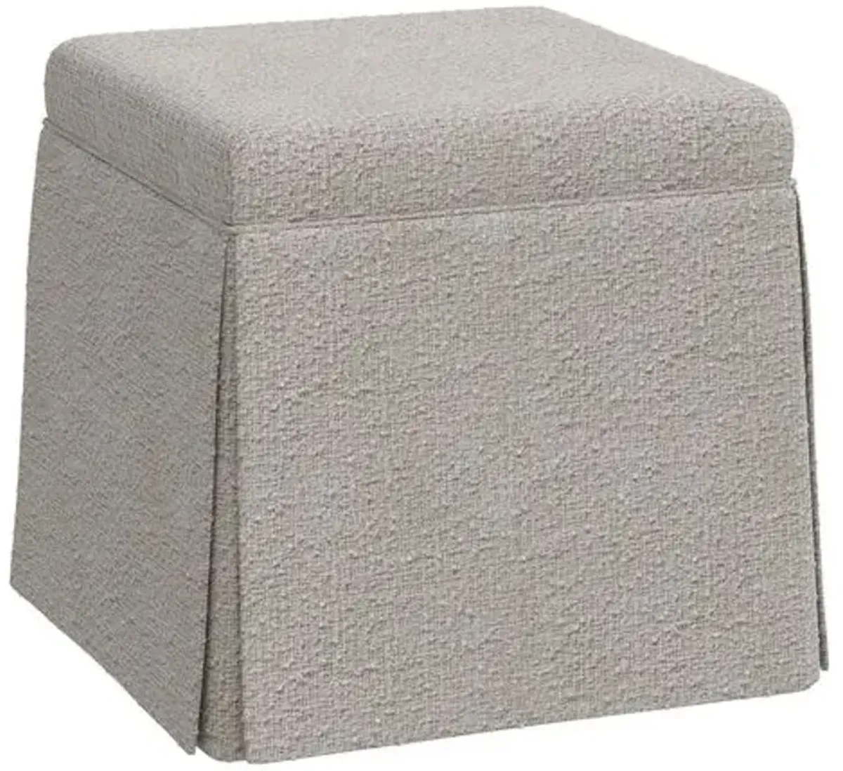 Anne Bouclé Skirted Storage Ottoman - Gray