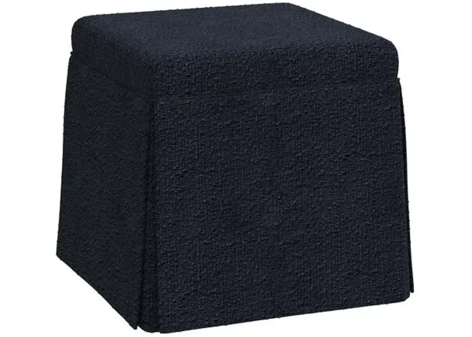 Anne Bouclé Skirted Storage Ottoman - Black