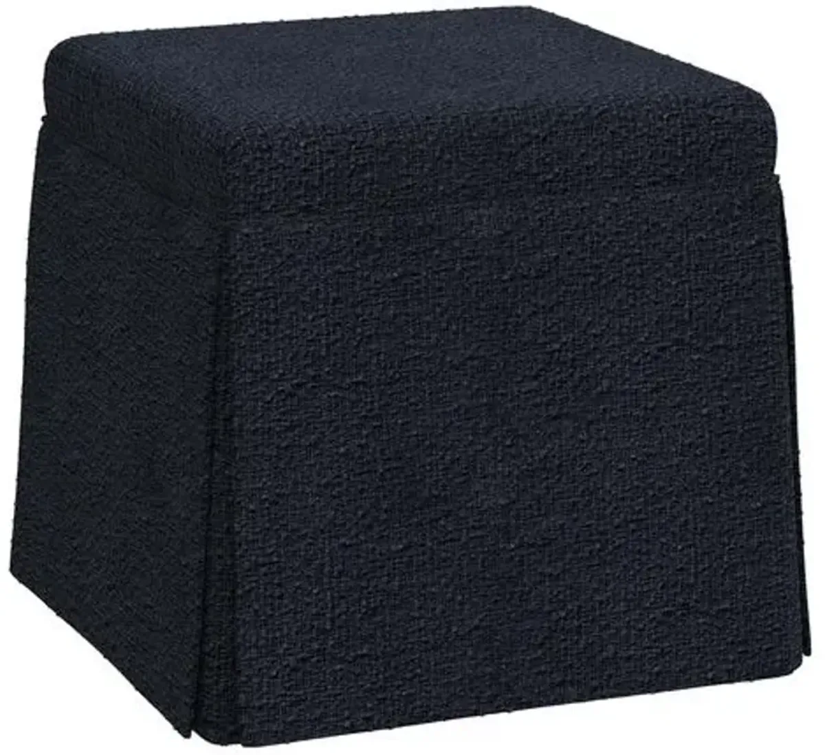 Anne Bouclé Skirted Storage Ottoman - Black