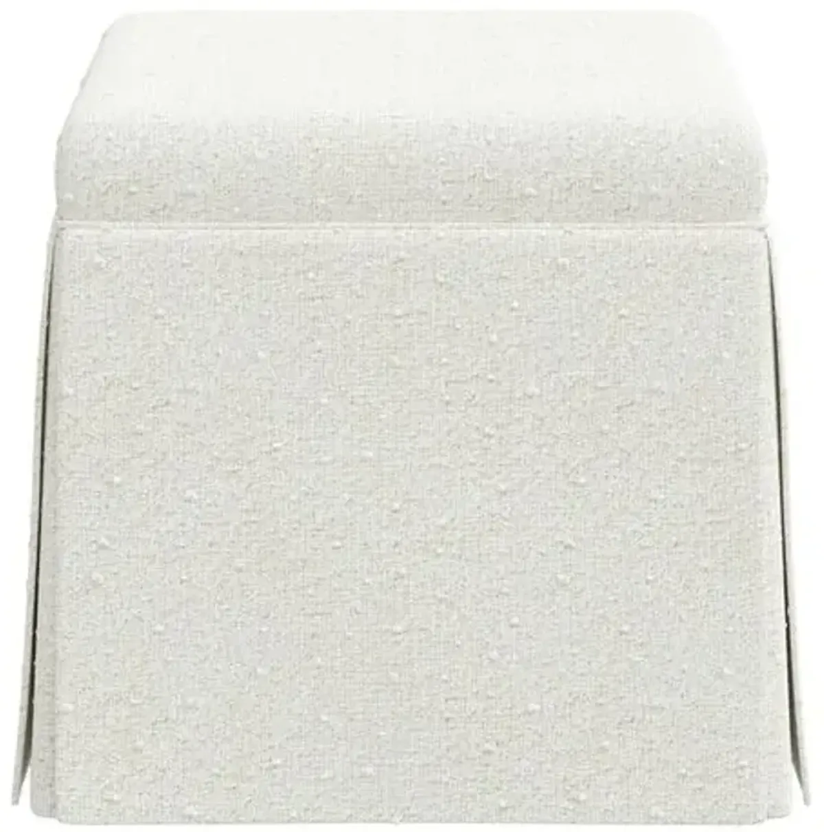 Anne Bouclé Skirted Storage Ottoman - White