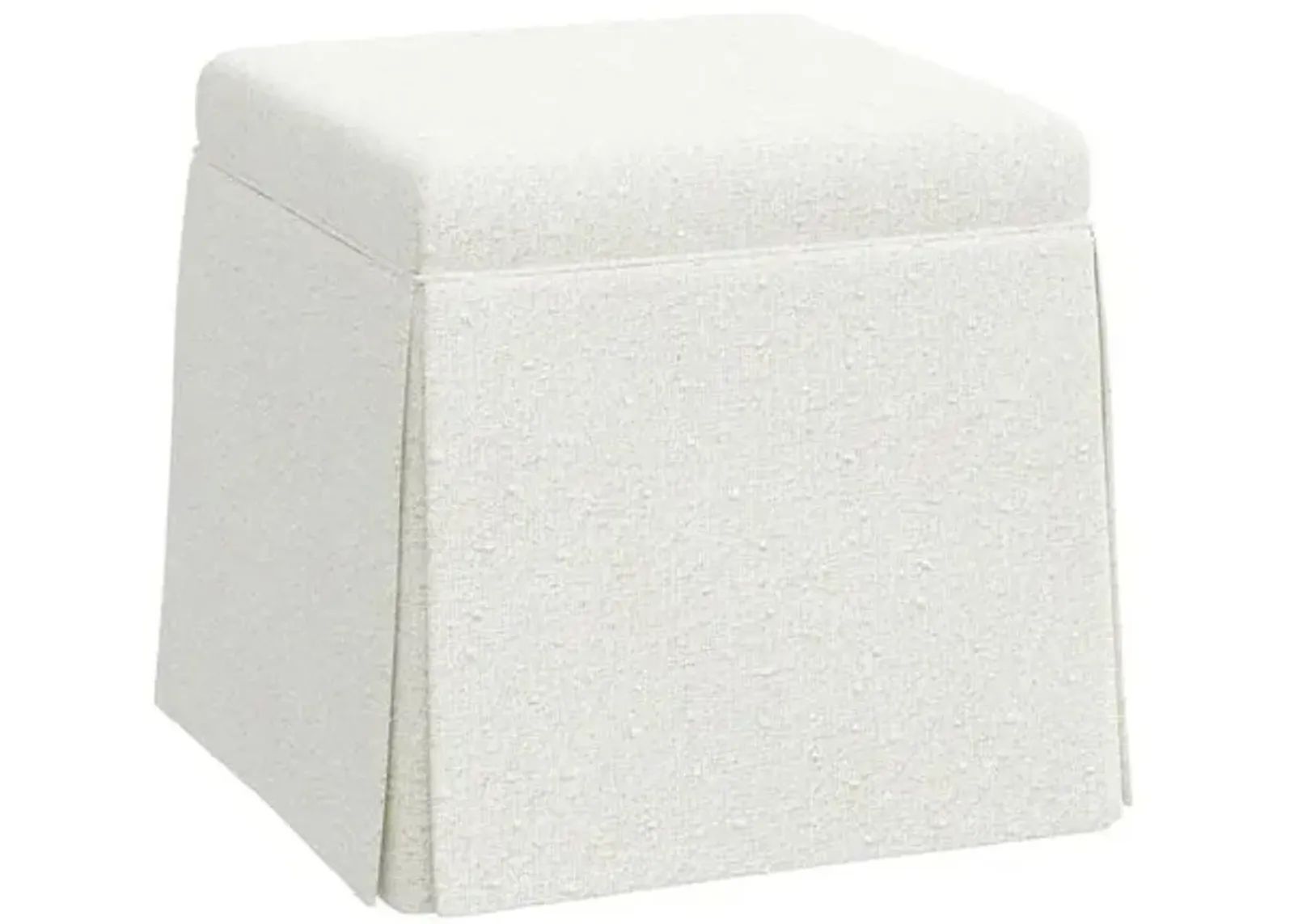 Anne Bouclé Skirted Storage Ottoman - White