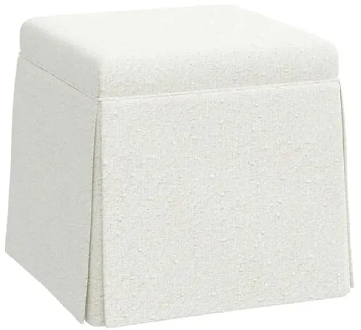 Anne Bouclé Skirted Storage Ottoman - White