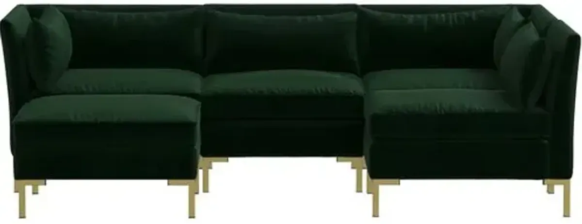 Marceau Velvet U-Shaped Sectional - Green