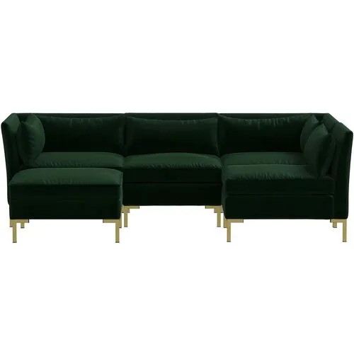 Marceau Velvet U-Shaped Sectional - Green