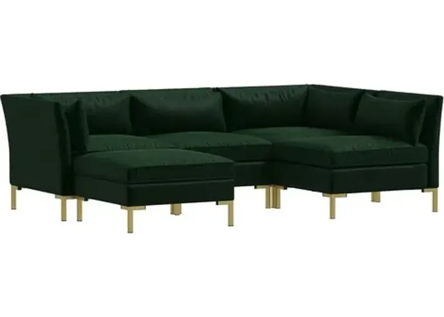 Marceau Velvet U-Shaped Sectional - Green