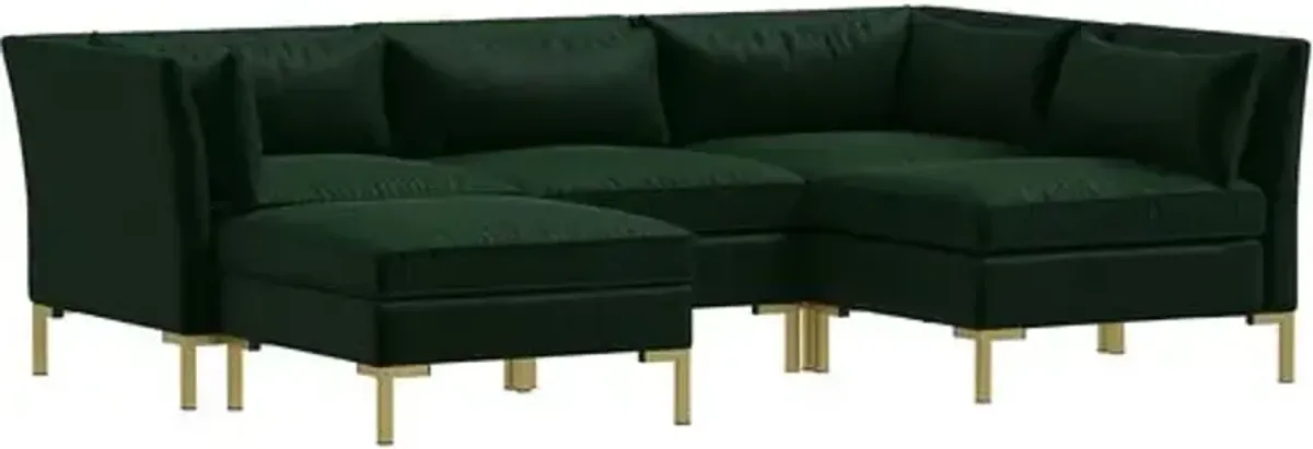 Marceau Velvet U-Shaped Sectional - Green