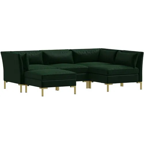 Marceau Velvet U-Shaped Sectional - Green