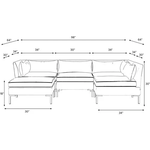 Marceau Bouclé U-Shaped Sectional - Gray