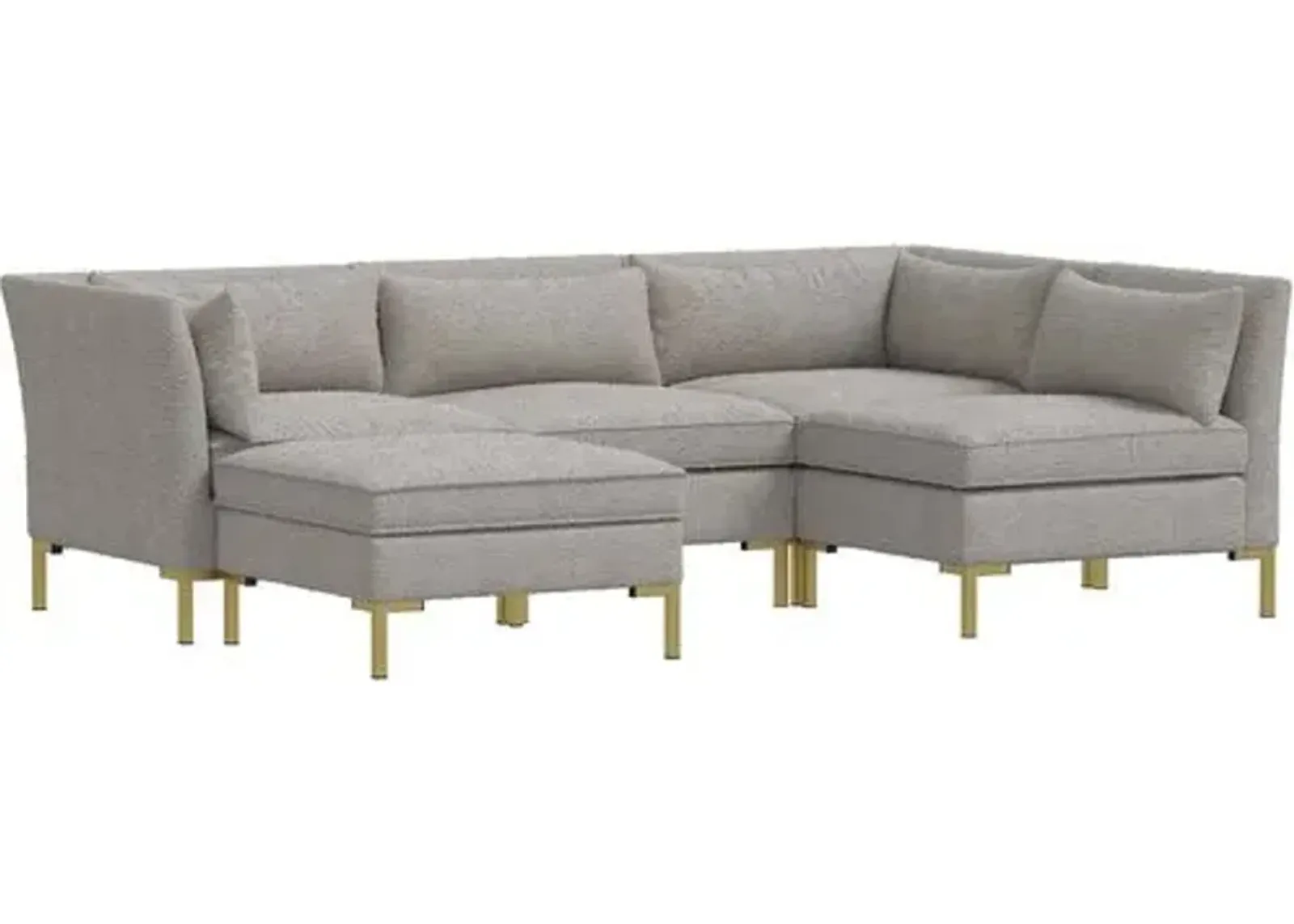 Marceau Bouclé U-Shaped Sectional - Gray