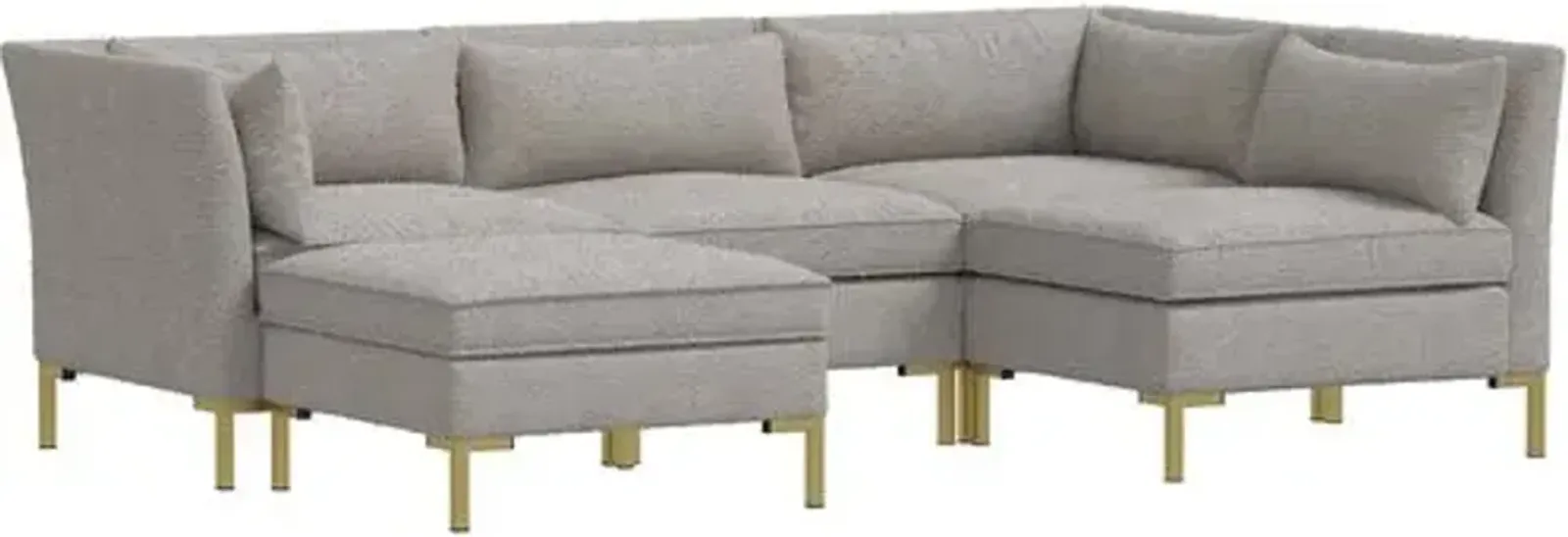 Marceau Bouclé U-Shaped Sectional - Gray