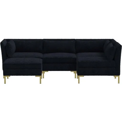 Marceau Bouclé U-Shaped Sectional - Black