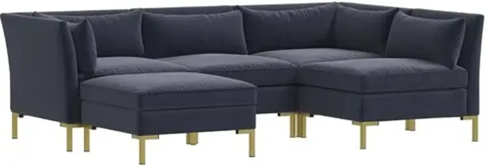 Marceau Velvet U-Shaped Sectional - Blue