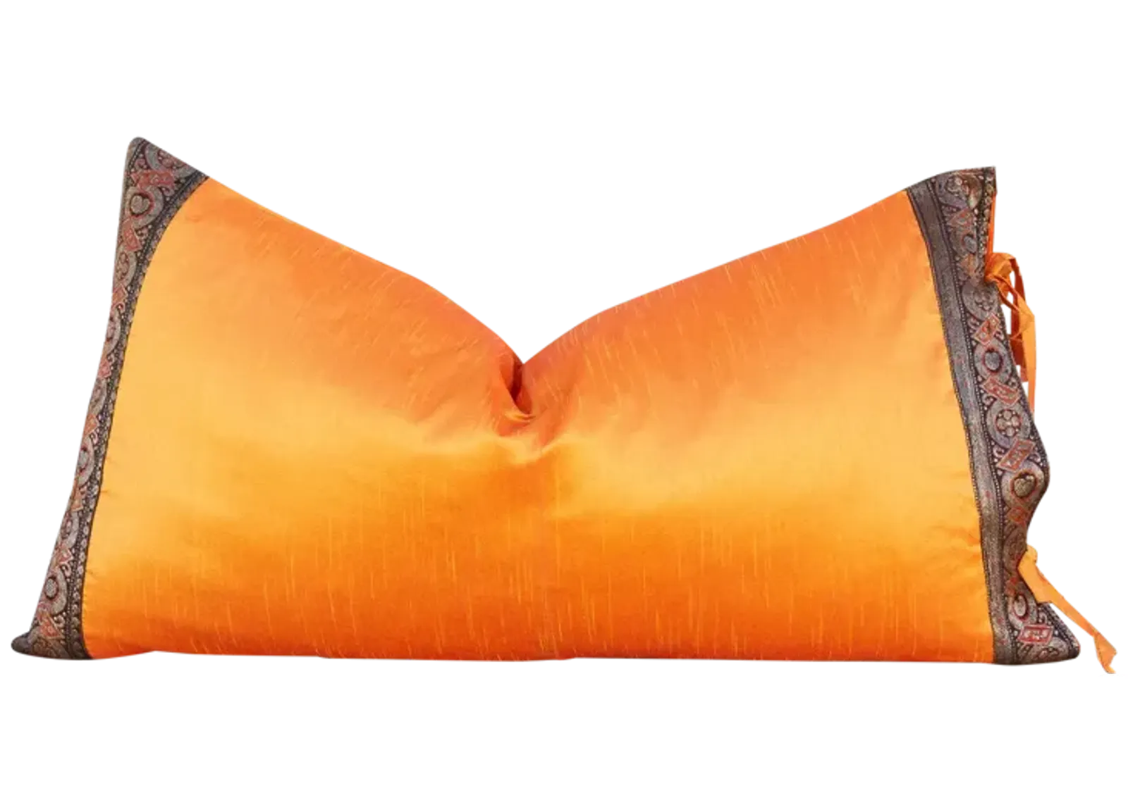 Tangerine Festive Indian Silk Pillow - de-cor