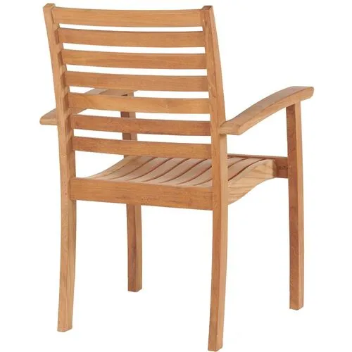 Set of 4 Mer Teak Stacking Outdoor Dining Chairs - Natural - Brown