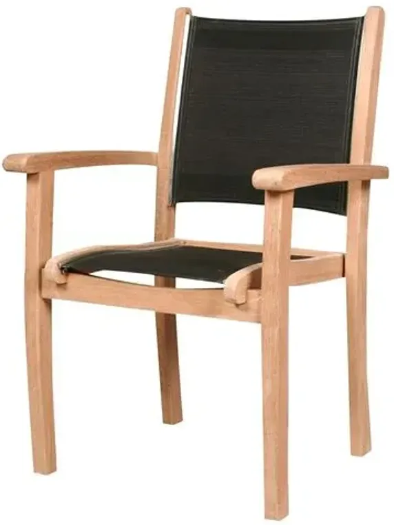 Set of 4 Milo Teak Stacking Outdoor Dining Chairs - Black