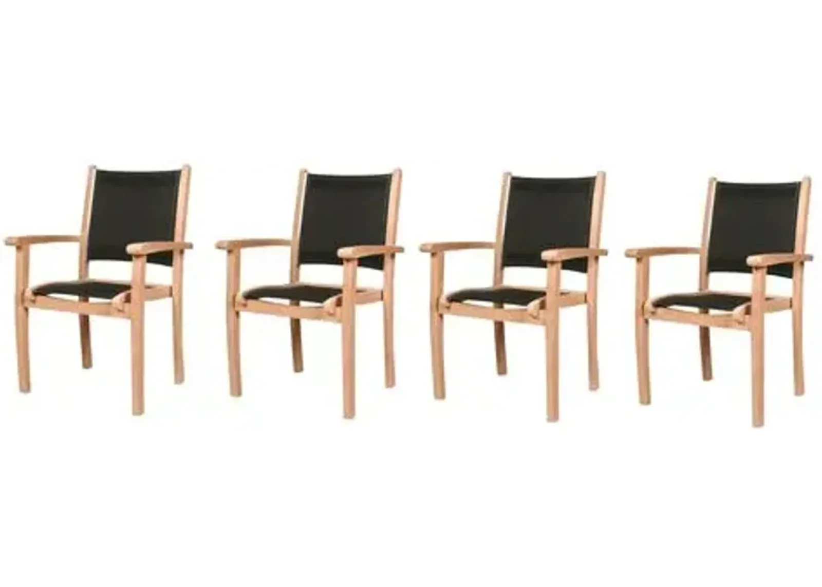 Set of 4 Milo Teak Stacking Outdoor Dining Chairs - Black