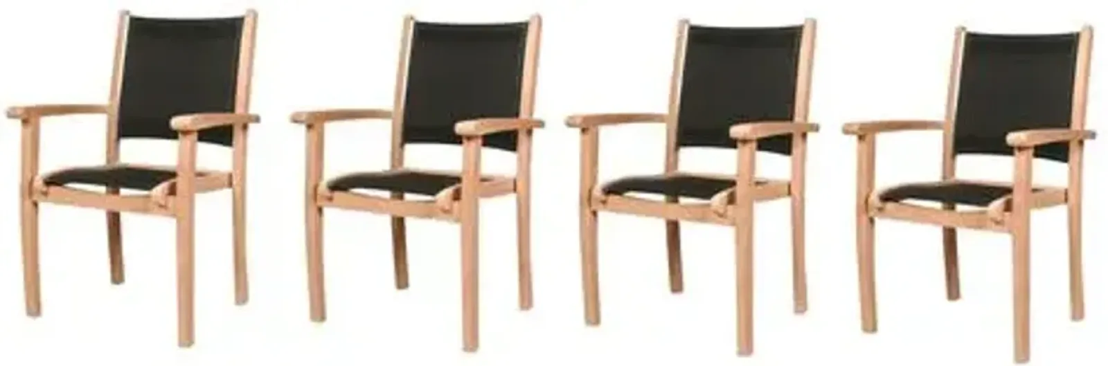 Set of 4 Milo Teak Stacking Outdoor Dining Chairs - Black