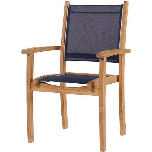 Set of 4 Milo Teak Stacking Outdoor Dining Chairs - Blue