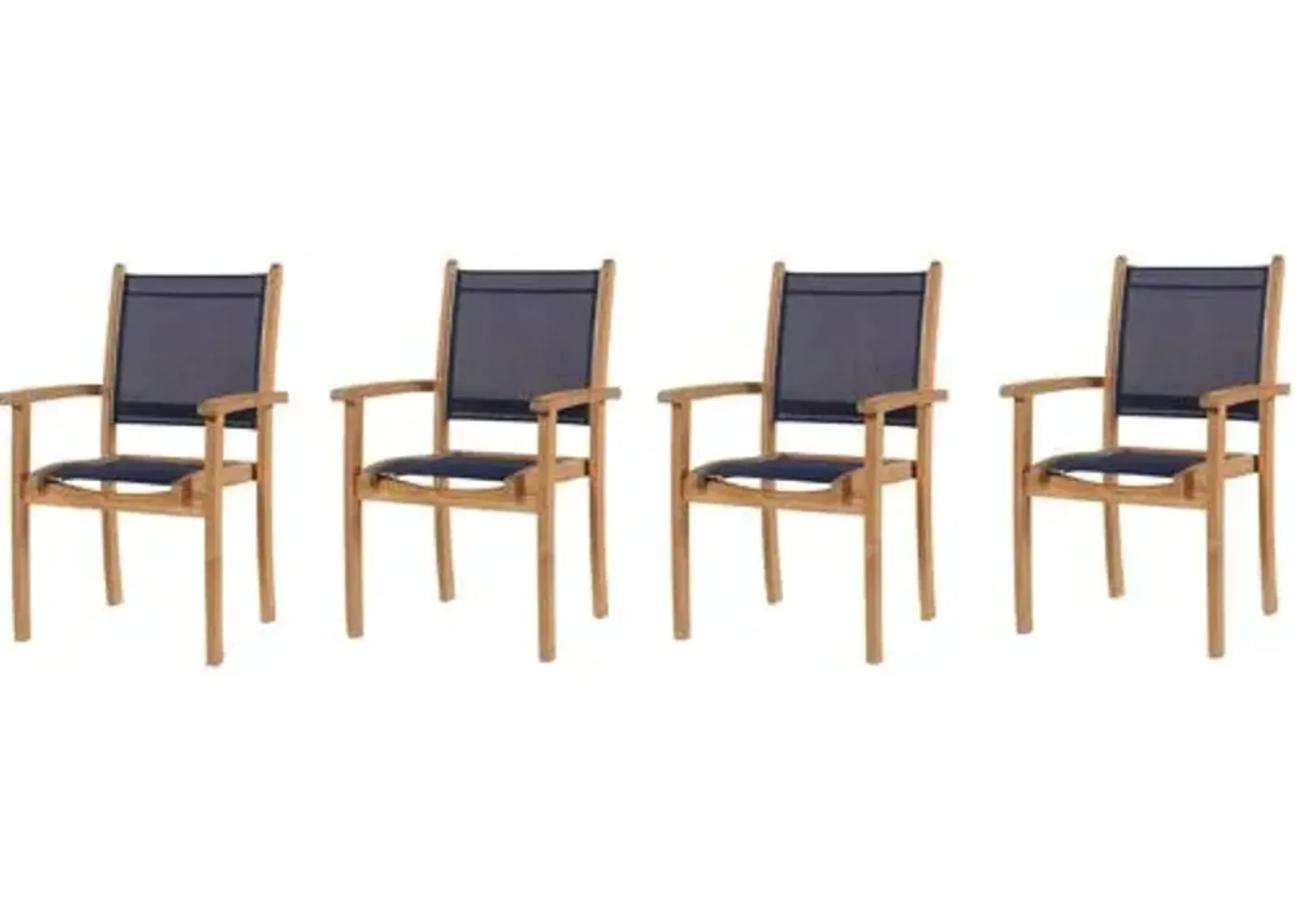 Set of 4 Milo Teak Stacking Outdoor Dining Chairs - Blue