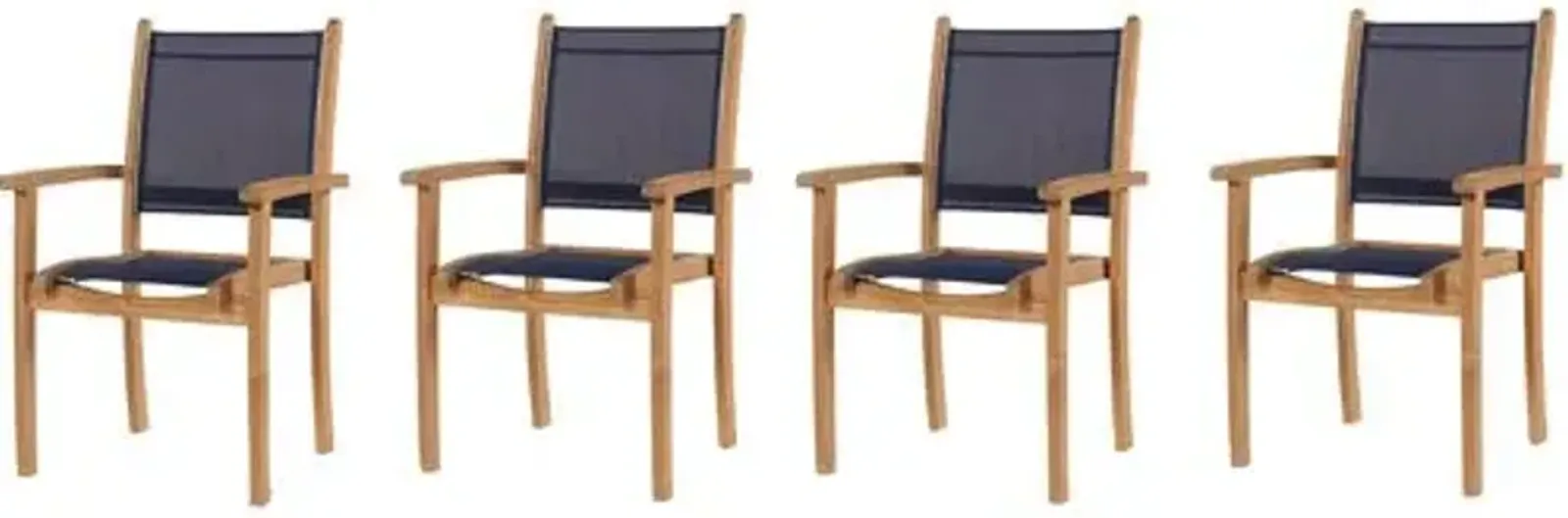 Set of 4 Milo Teak Stacking Outdoor Dining Chairs - Blue