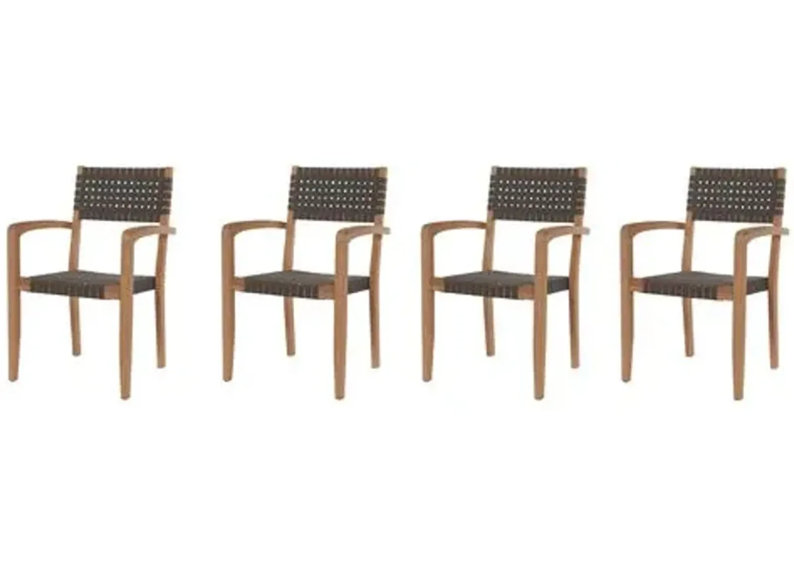 Set of 4 Clair Teak Stacking Outdoor Dining Chairs - Black