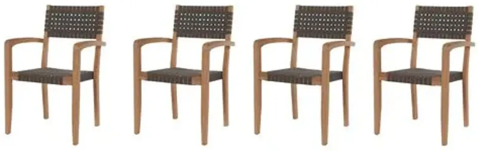 Set of 4 Clair Teak Stacking Outdoor Dining Chairs - Black