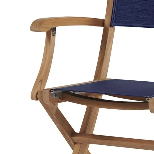 Myrna Teak Outdoor Folding Chair - Blue