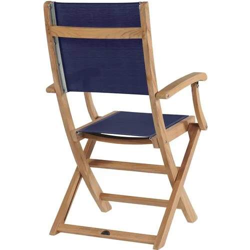 Myrna Teak Outdoor Folding Chair - Blue