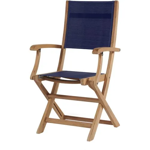 Myrna Teak Outdoor Folding Chair - Blue