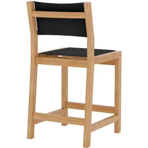 Milo Teak Outdoor Counter Stool - Black