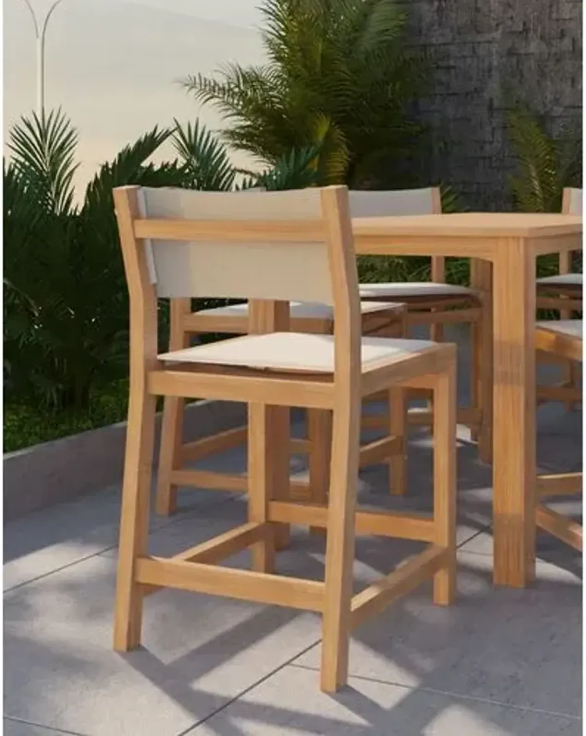 Milo Teak Outdoor Counter Stool - White