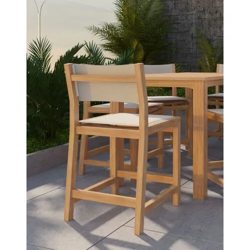 Milo Teak Outdoor Counter Stool - White