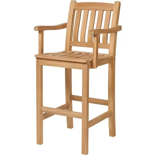 Lorena Teak Outdoor Barstool - Natural - Brown