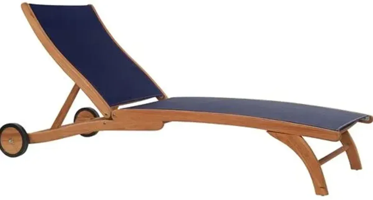 Milo Teak Outdoor Chaise Lounger - Blue - Comfortable, Sturdy, Stylish