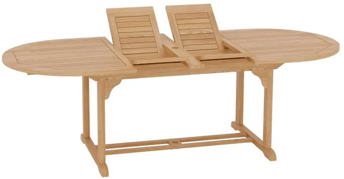 Elroy Oval Outdoor Extension Dining Table, Natural Teak