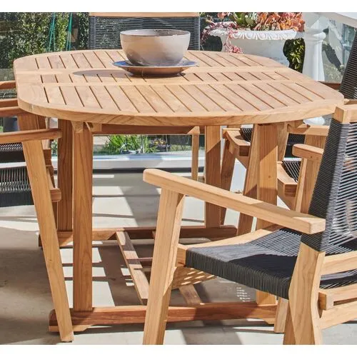 Elroy Oval Outdoor Extension Dining Table - Natural Teak