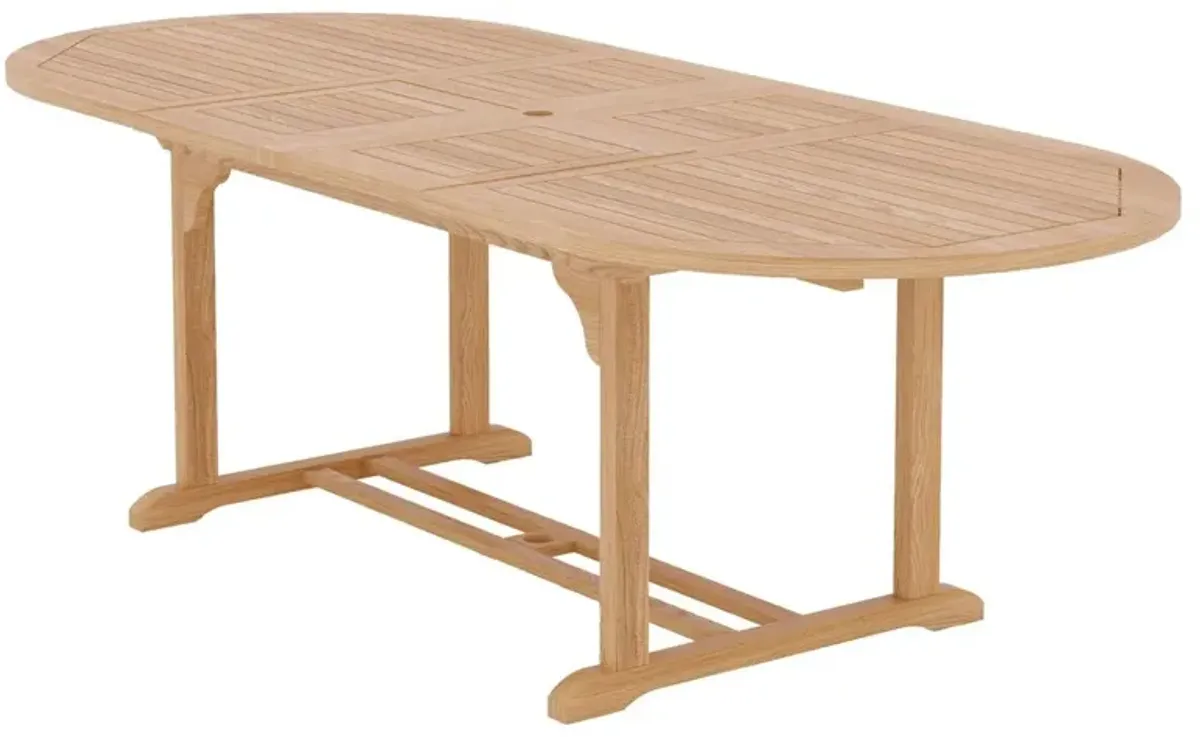Elroy Oval Outdoor Extension Dining Table, Natural Teak