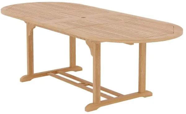 Elroy Oval Outdoor Extension Dining Table, Natural Teak