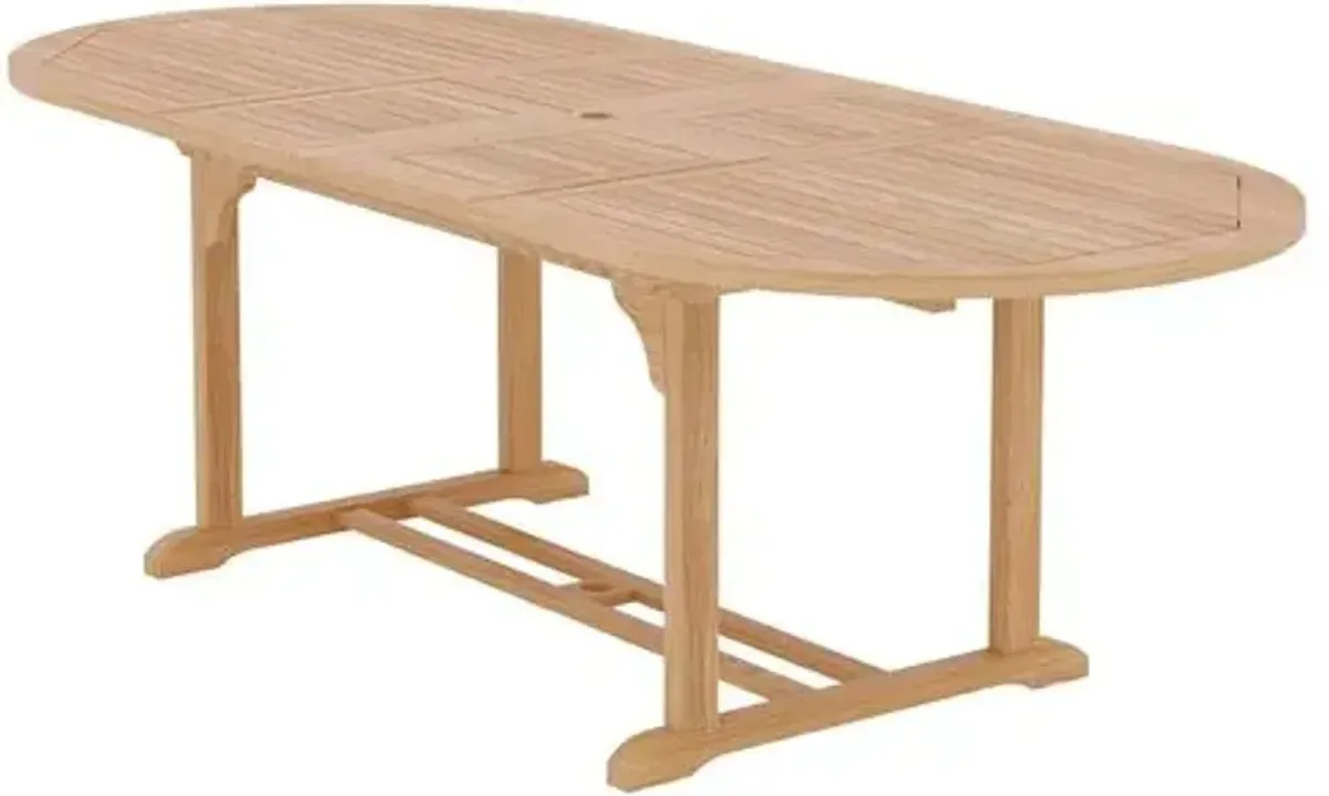 Elroy Oval Outdoor Extension Dining Table - Natural Teak