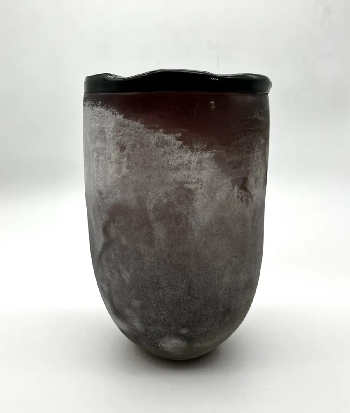 1980s Frosted Dark Purple Glass Vase - Pilar Collection