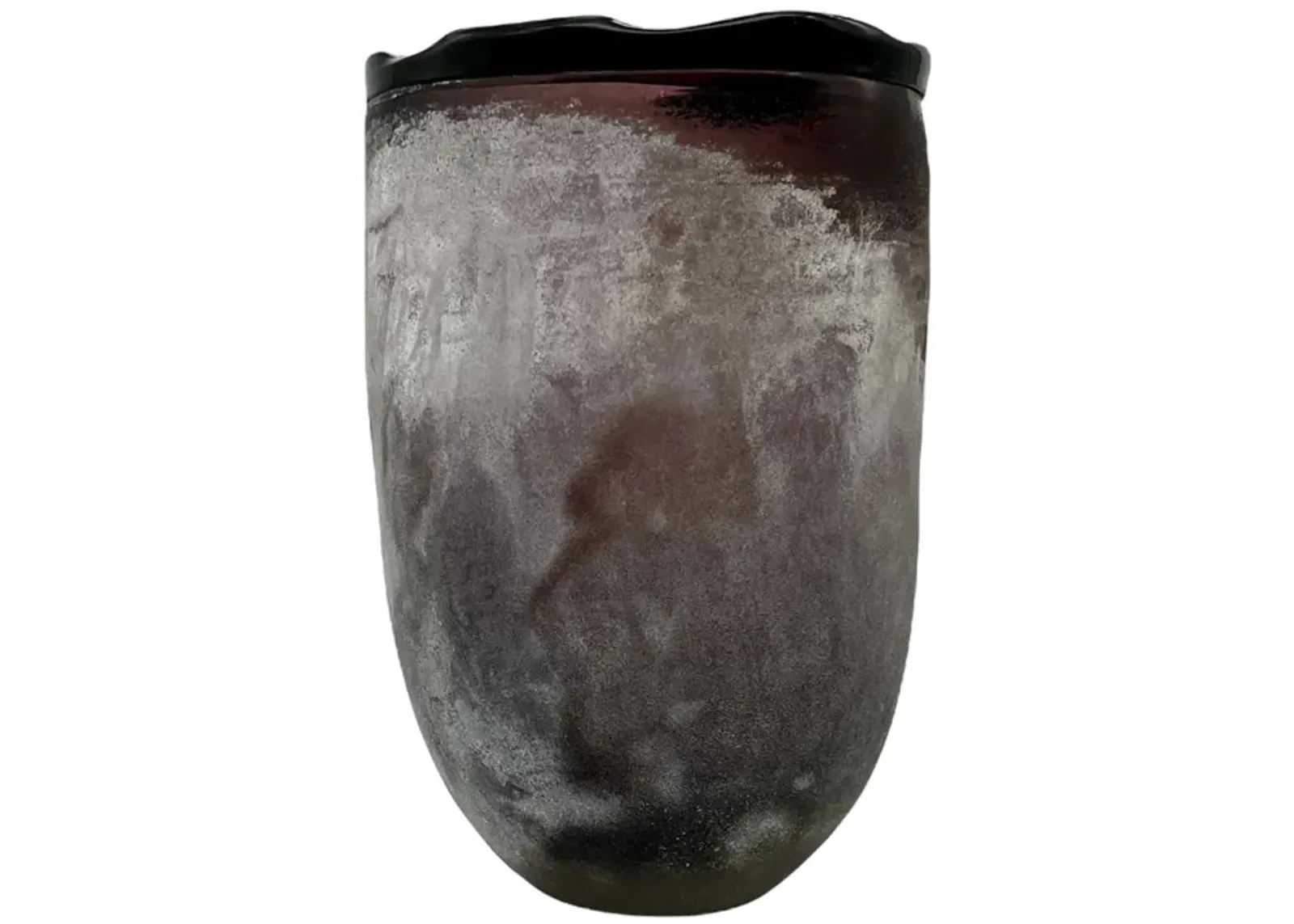 1980s Frosted Dark Purple Glass Vase - Pilar Collection