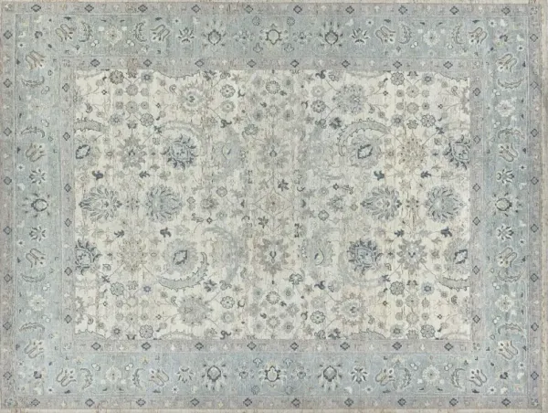Harper hand-knotted Rug, Ivory/Light Blue